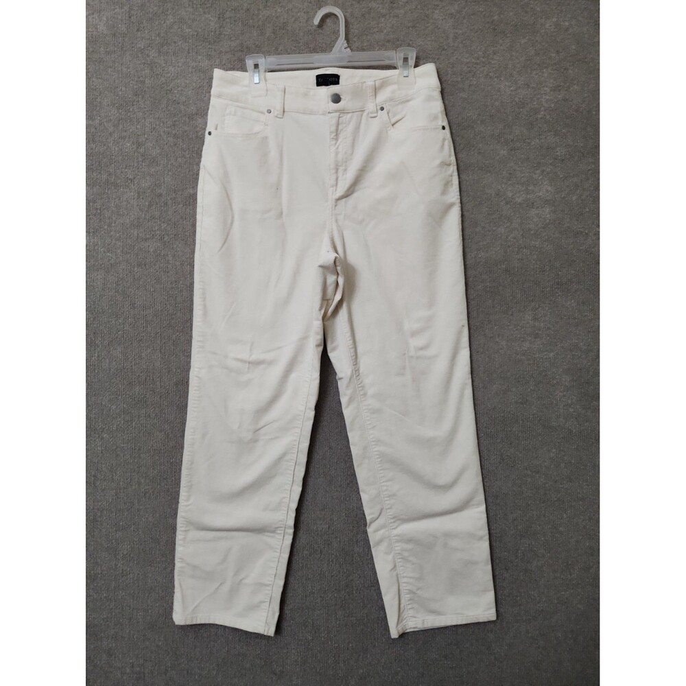 Talbots Corduroy Pants Womens 10 Petite Ivory Straight Leg Stretch